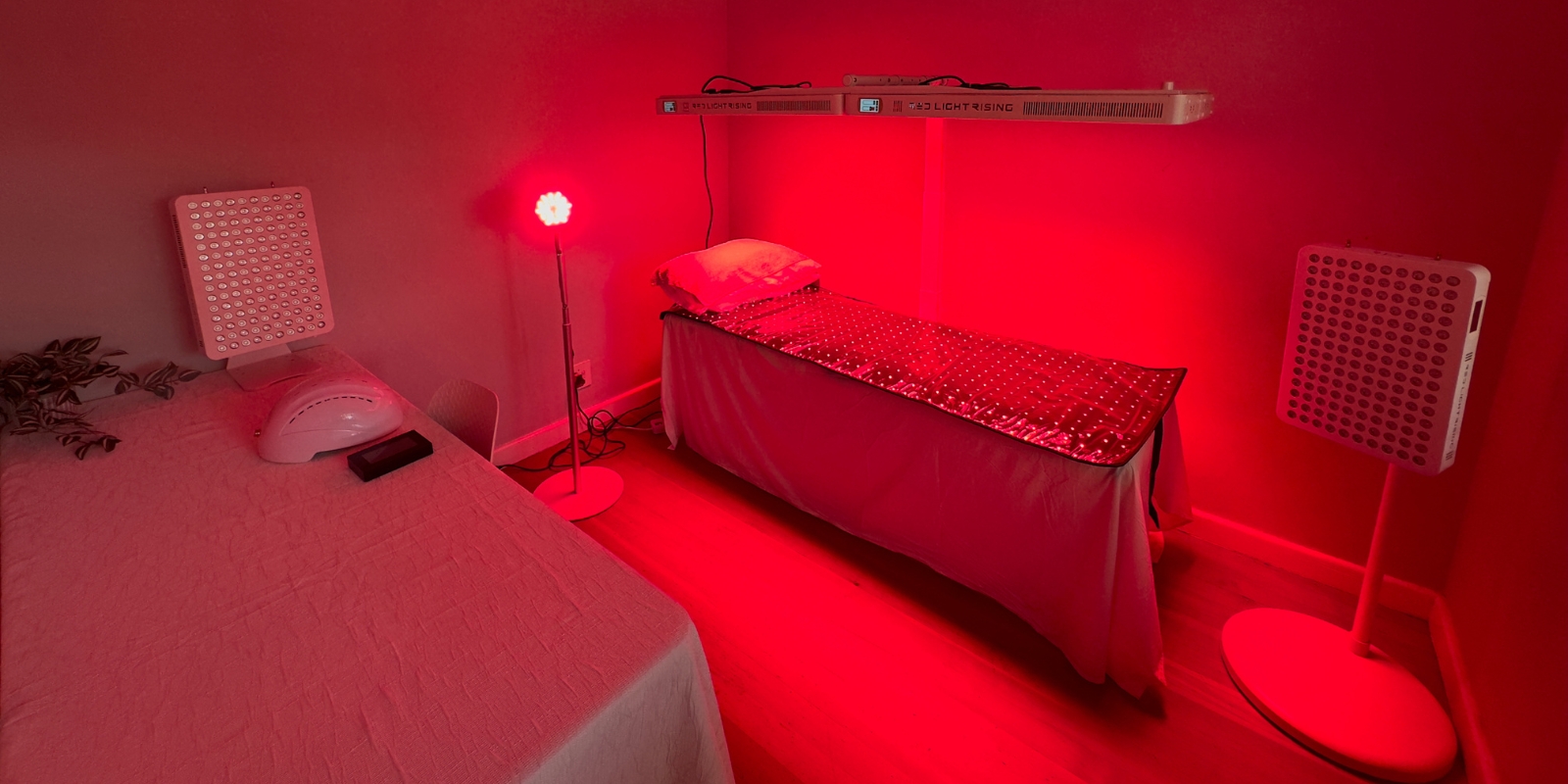 Inside the Red Light Rising studio treatment room in Bergvliet